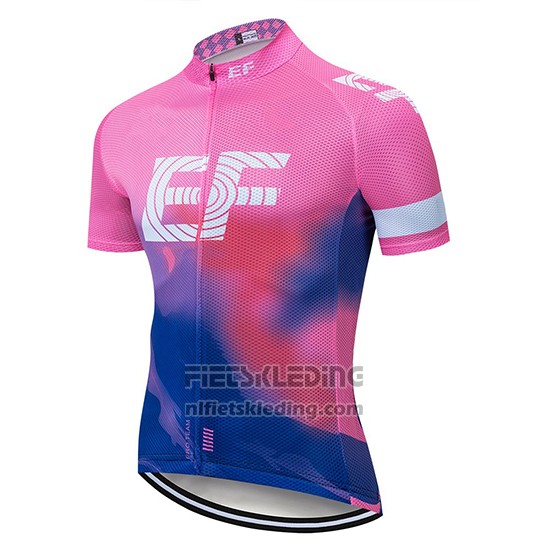 2019 Fietskleding EF Education First Roze Blauw Korte Mouwen en Koersbroek